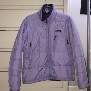 Two-toned purple women’s Patagonia puffer jacket